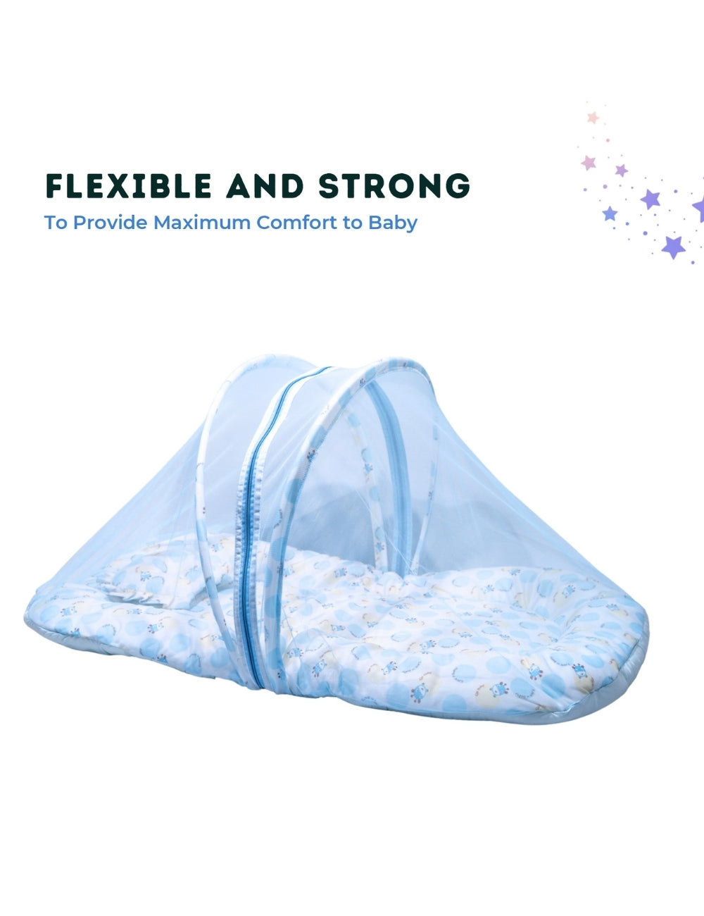 Velvet Baby Net Bed with Mosquito Net – Cotton Exterior, Soft Velvet Interior (0–6 Months)