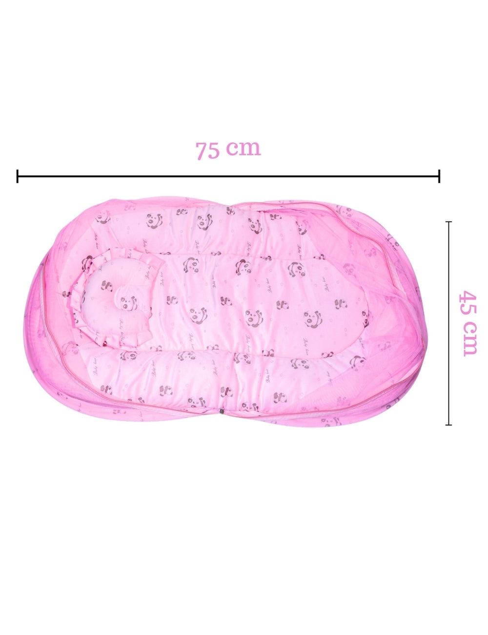Velvet Baby Net Bed with Mosquito Net – Cotton Exterior, Soft Velvet Interior (0–6 Months)