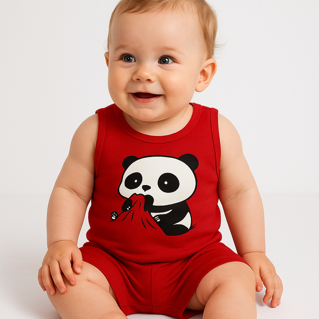 Premium Cotton Baby Co-Ord Set – Printed Sleeveless Tops with Matching Shorts (Pack of 5)