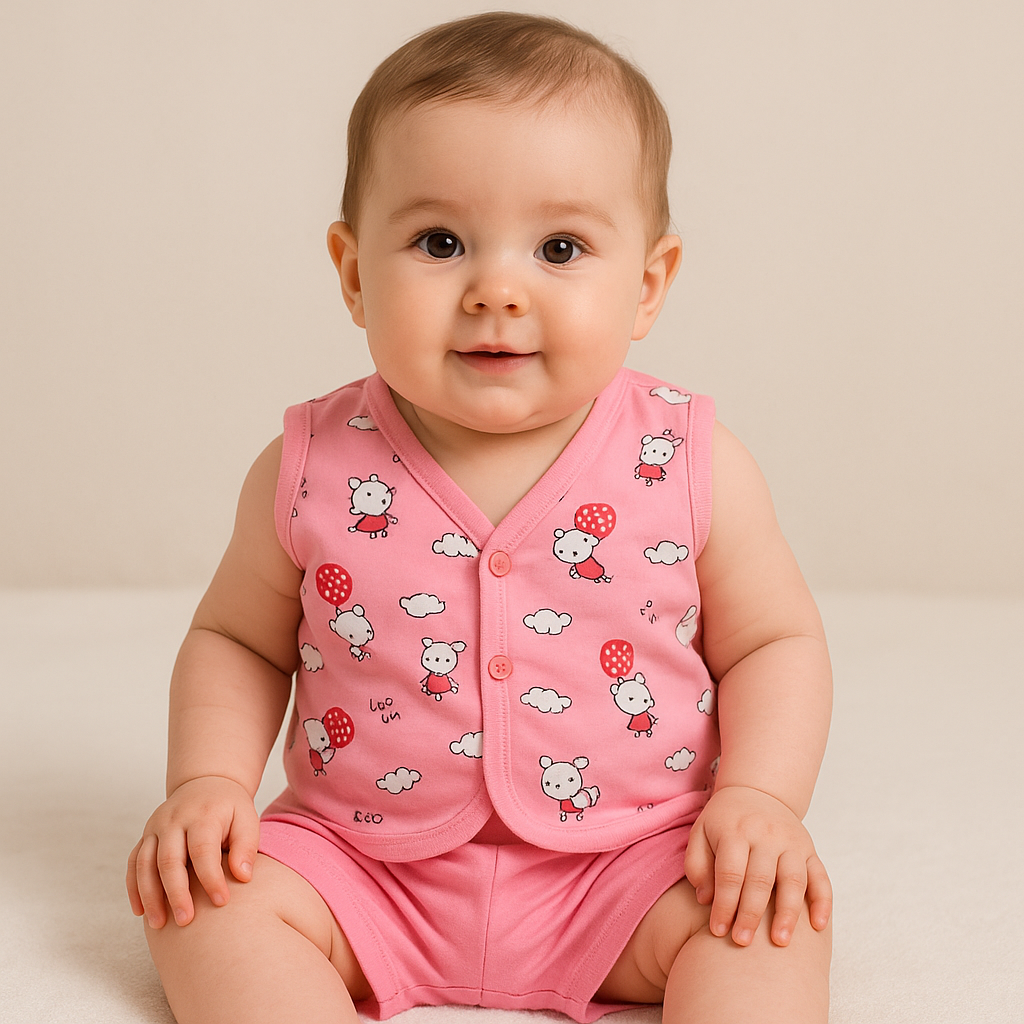 Organic Cotton Baby Dress Set – Soft & Breathable Outfit for Newborns (0–6 Months) Multicolor, Pack of 5