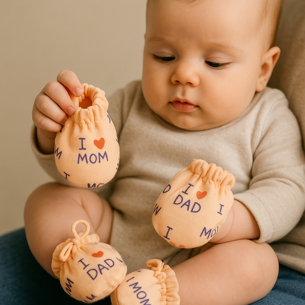 Baby Mitten Set with Adjustable Ties – Pack of 4 (Unisex)