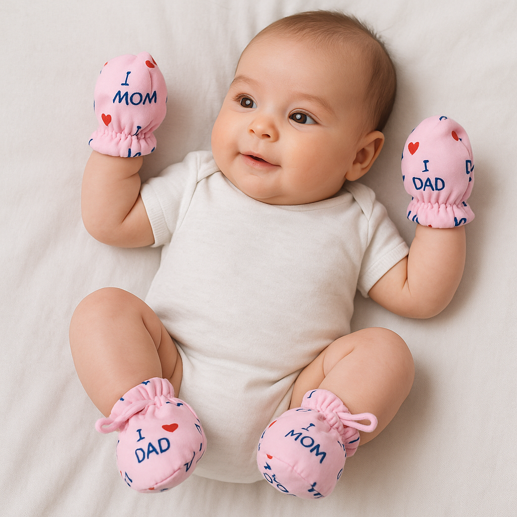 Baby Mitten Set with Adjustable Ties – Pack of 4 (Unisex)