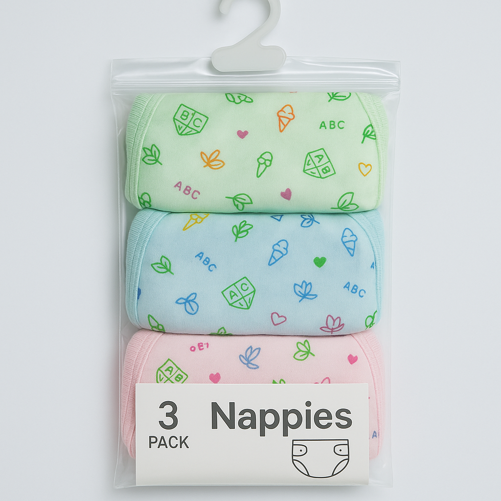 Baby Nappies – Double Layer | Pack of 3 (Unisex)
