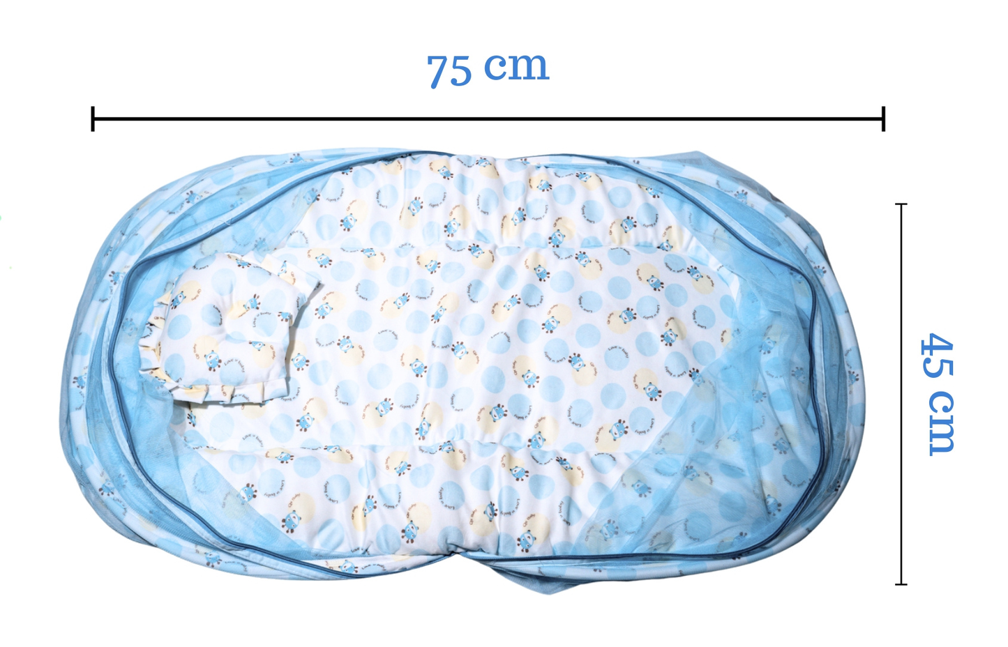 Velvet Baby Net Bed with Mosquito Net – Cotton Outside, Extra Soft Inside (0–6 Months)
