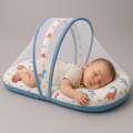 Baby Nest Bed with Mosquito Net – Pure Cotton & Gentle Comfort (0–6 Months)