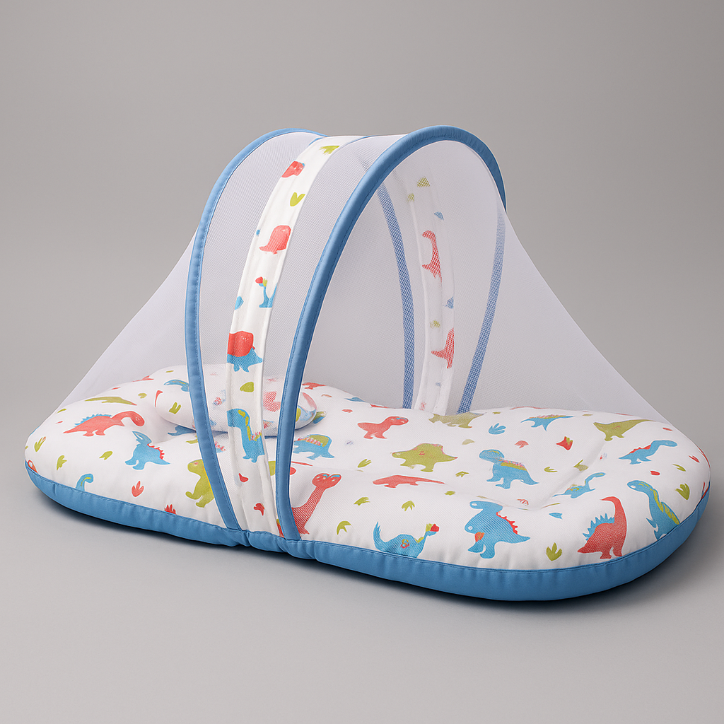 Baby Nest Bed with Mosquito Net – Pure Cotton & Gentle Comfort (0–6 Months)