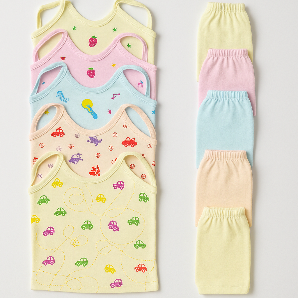 Baby Co-Ord Set – Premium Cotton Top & Pants | Pack of 5 (Unisex)