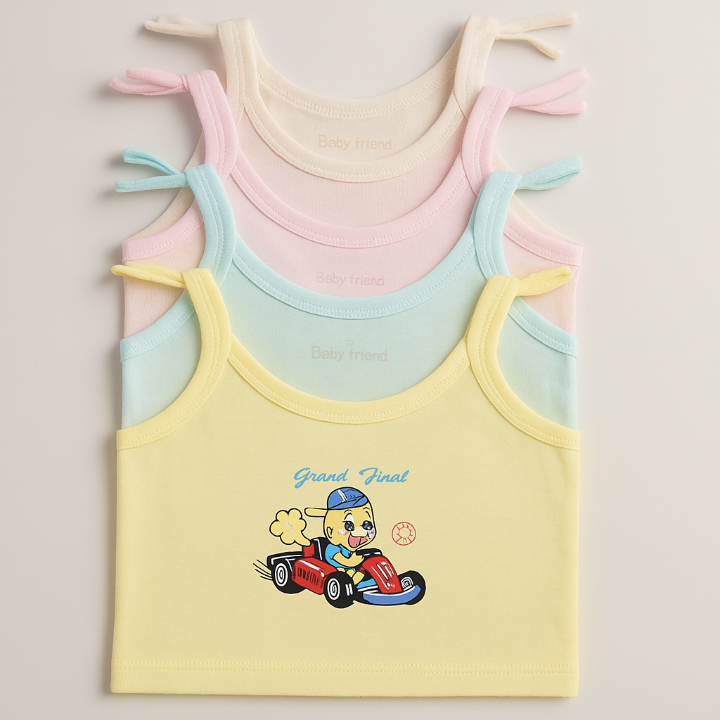 Premium Cotton Baby Printed Vests – Pack of 5 (Unisex)