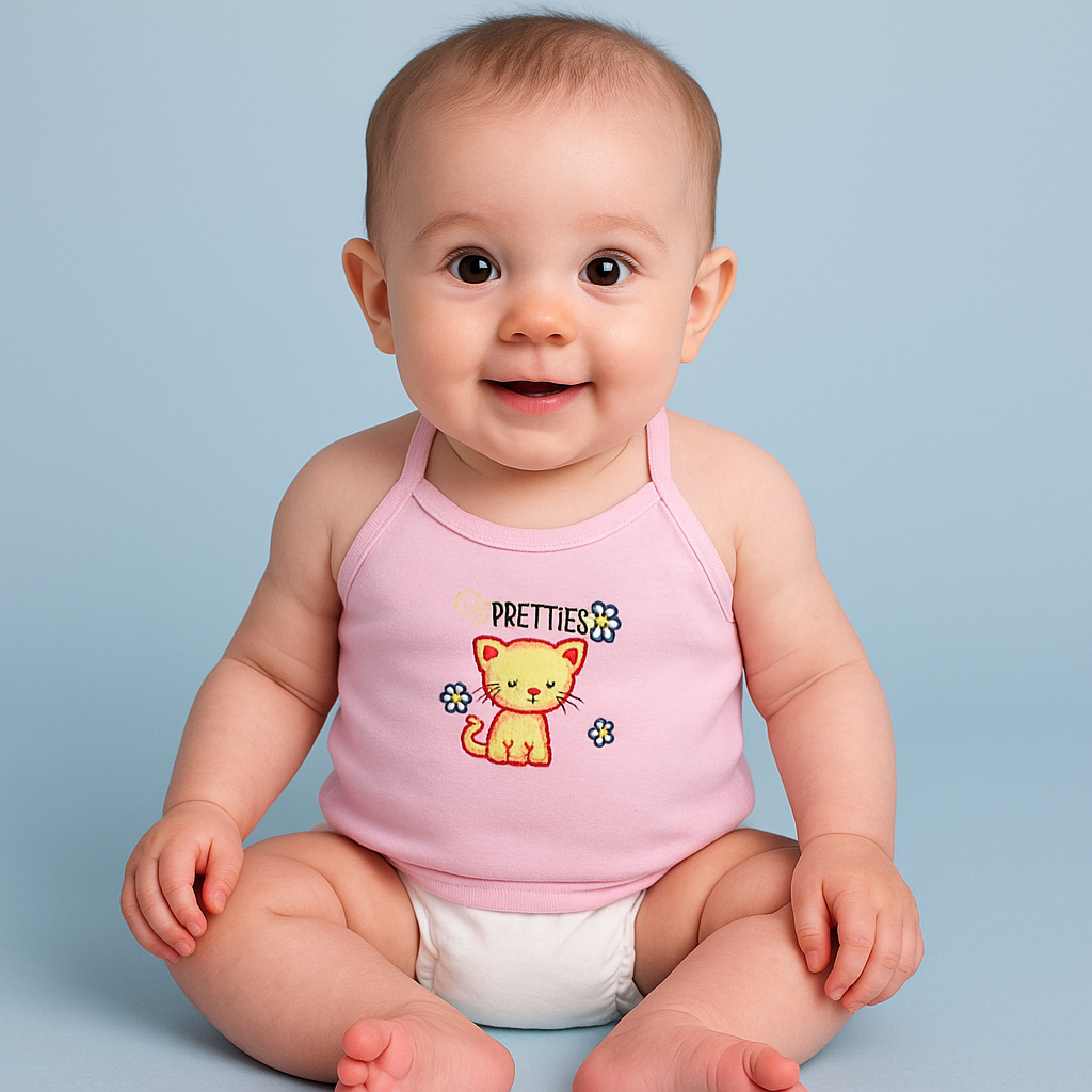 Premium Cotton Baby Printed Vests – Pack of 5 (Unisex)
