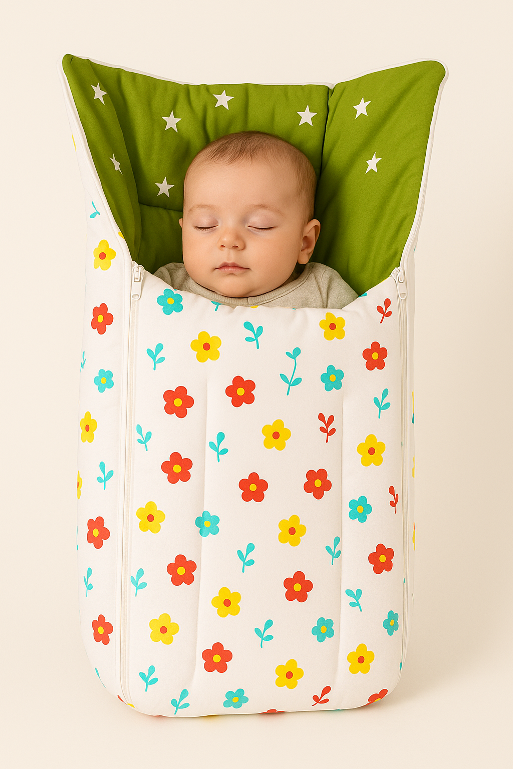 3-in-1 Baby Carry Nest cum Bed | Made of 100% Cotton  | Soft, Washable & Skin-Friendly (0–6 Months)