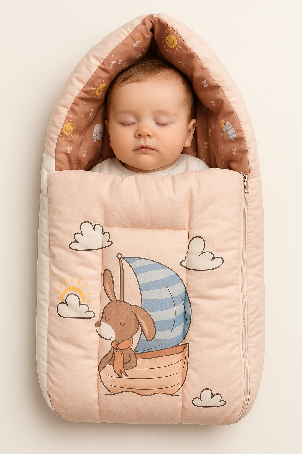 Multicolor 3 In 1 Baby Carry Nest Cum Sleeping Bag Jungle Print