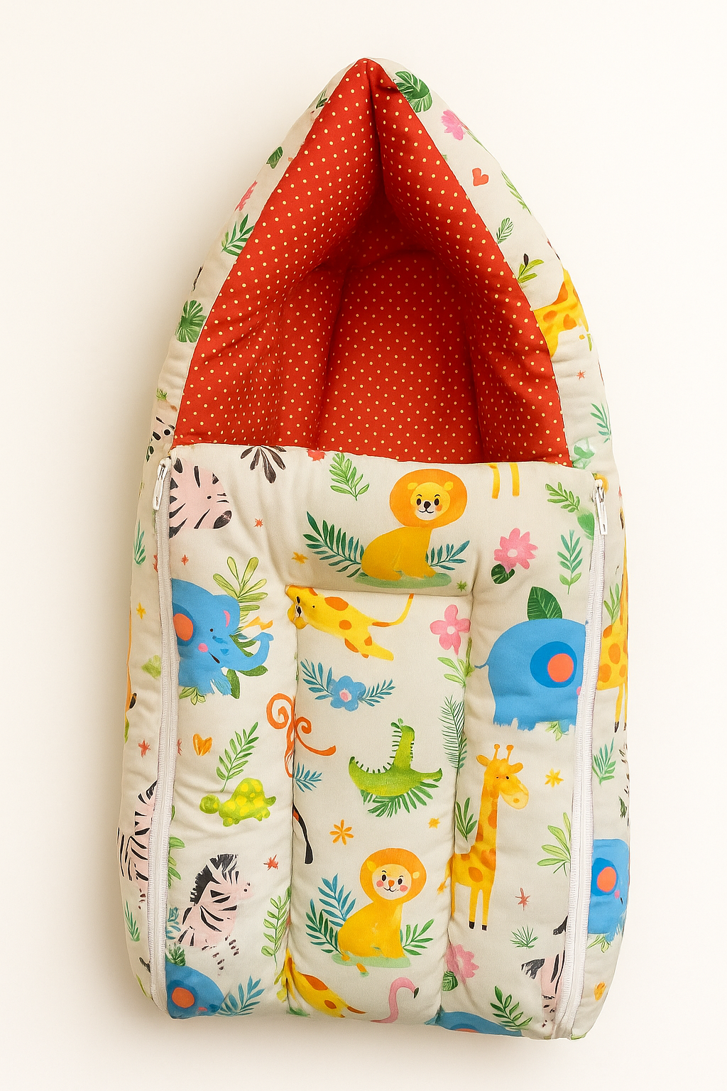 Multicolor 3 In 1 Baby Carry Nest Cum Sleeping Bag Jungle Print