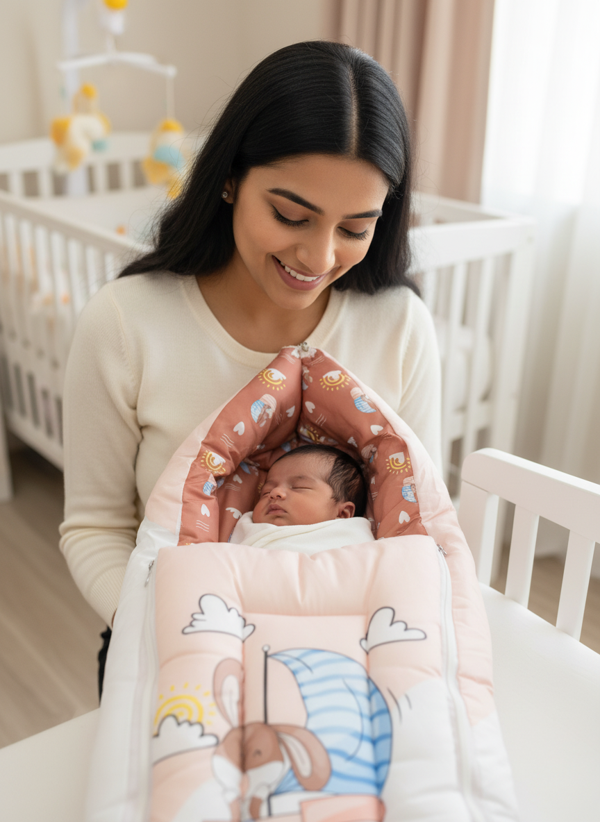 Multicolor 3 In 1 Baby Carry Nest Cum Sleeping Bag cute rabbit pirate Print
