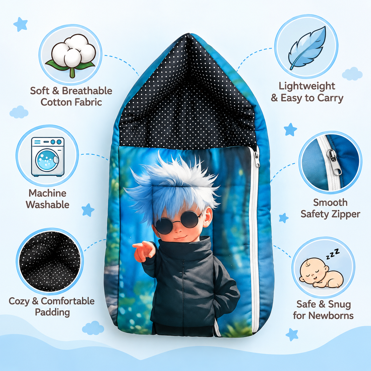 Multicolor 3 In 1 Baby Carry Nest Cum Sleeping Bag Baby boy