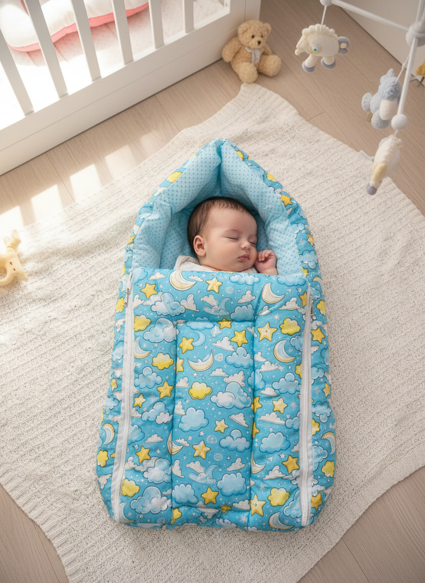 Multicolor 3 In 1 Baby Carry Nest Cum Sleeping Bag Jungle Print